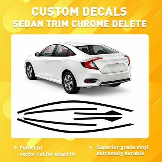 For 2016- Honda Civic Sedan Chrome Delete Blackout Window Trim matte Black