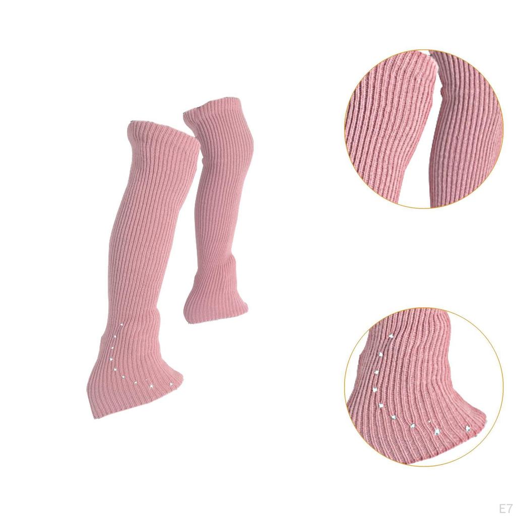 Scaldamuscoli da pattinaggio artistico Calzini alti senza piede Calzini morbidi leggeri Moda Decor Maglia lunga