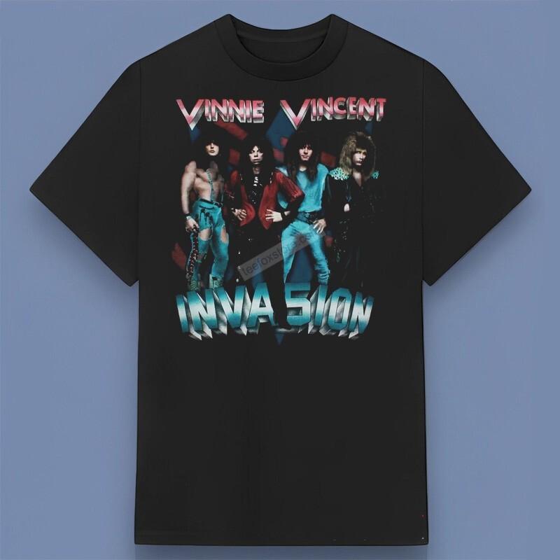 Vinnie Vincent Invasion Band Black T-Shirt Comfy Stylish Gift Full Size S-4XL L