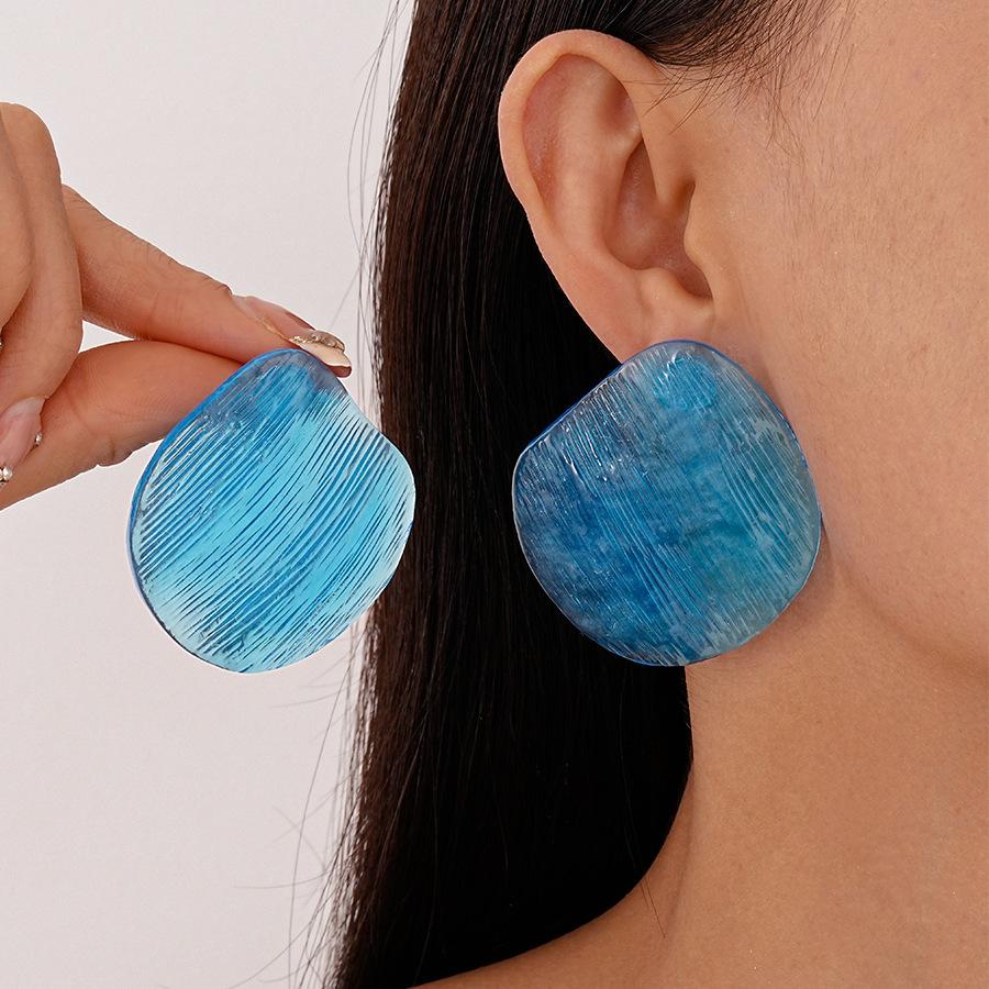Small fresh candy color transparent resin irregular silver needle stud earrings sweet geometric earrings