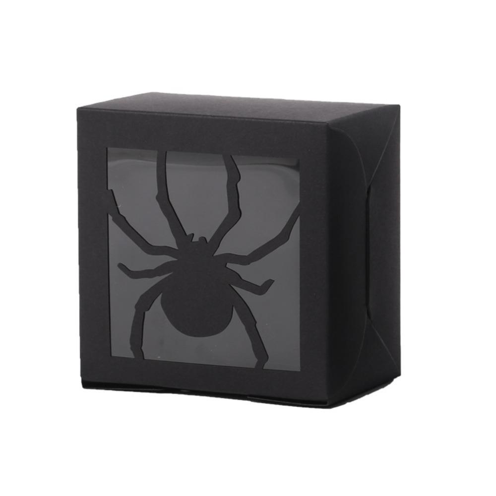 50PCS Square Halloween Candy Gift Box Kraft Paper Ghost/Pumpkin/spider Pattern Candy Packaging Box Transparent Window Cookie Box