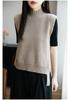 Women's 100% Pure Wool Sleeveless Knit Vest Shawl - Warm Autumn/Winter Layering Pullover with Half-High Collar