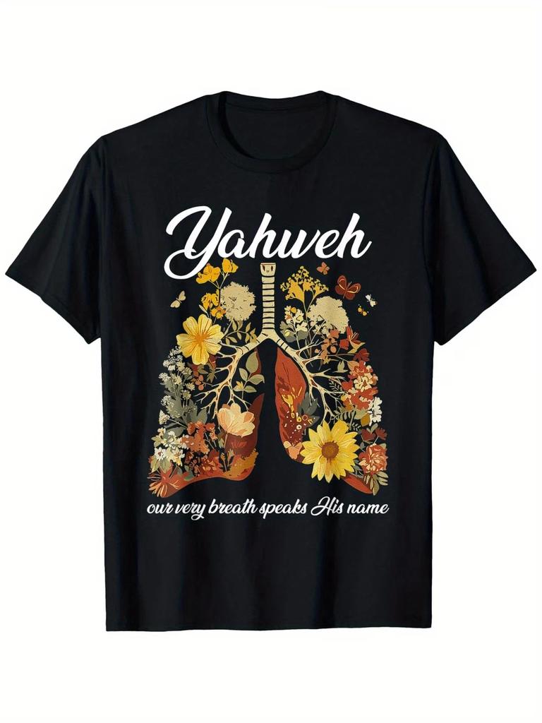 Floral Lung Our Very Breath Speaks His Name T-Shirt funny text and humorous imag