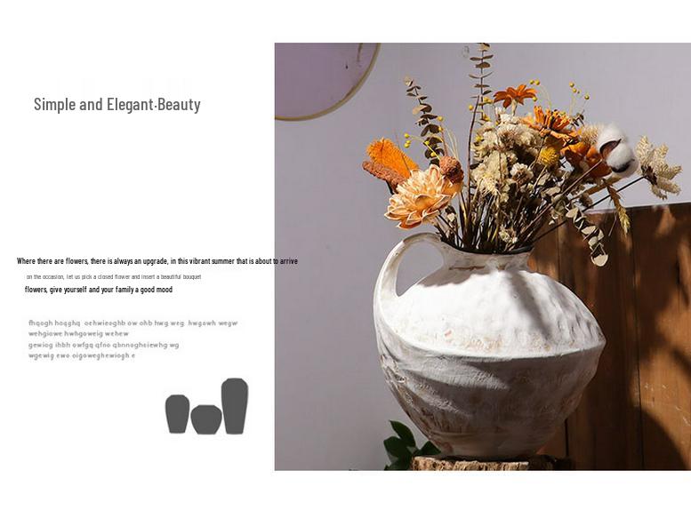 Vaso in Ceramica Wabi-Sabi: Composizione floreale idroponica minimalista per soggiorno o decorazione interna