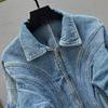 Short Denim Jacket Women's New Autumn Clothing Small Loose and Thin Hong Kong Style Retro Long-sleeved Top Trendy Brand