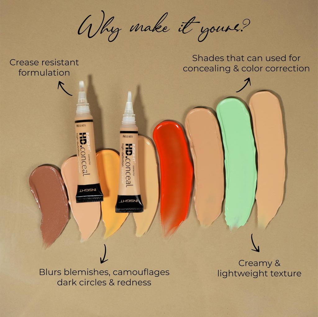 INSIGHT HD Conceal Concealer for Everyday Use | Matte Finish | Medium to Full Coverage - Rich Tan (8g)