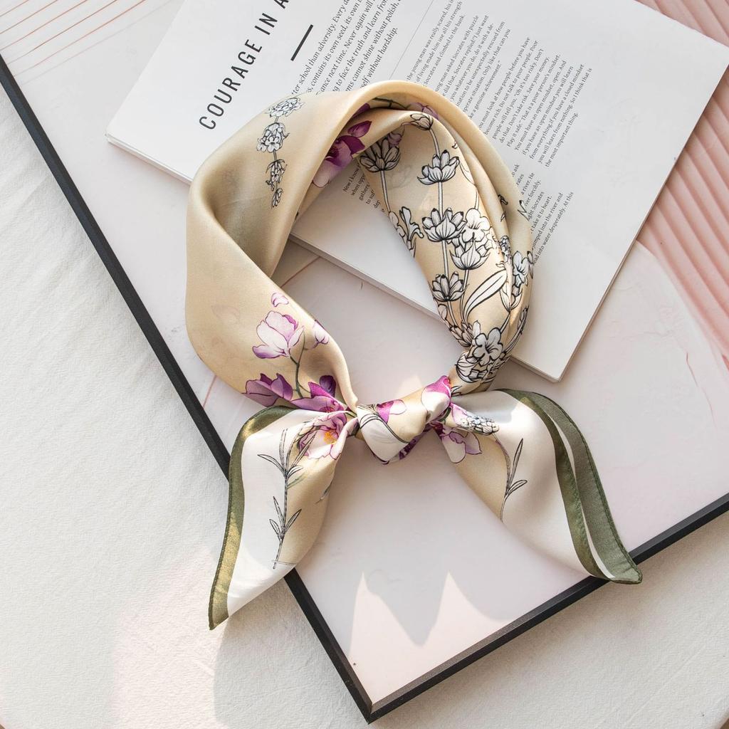 Premium Silk Scarf 70 Spring and Autumn Women's Square Scarf Sunscreen New Plain Crepe Satin Mulberry Silk High-end Souvenir