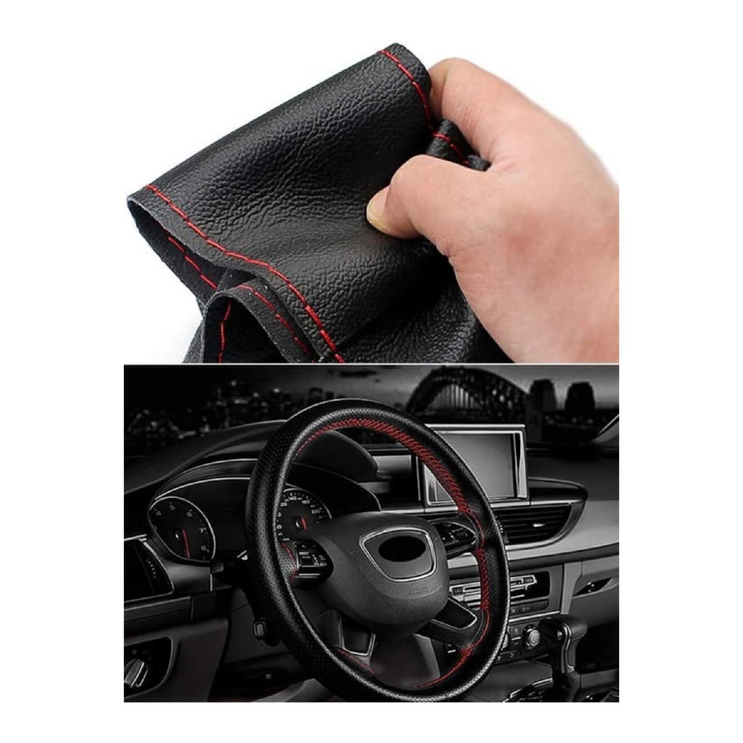

Чехол на руль Обычный кожаный чехол на руль с красной прошивкой