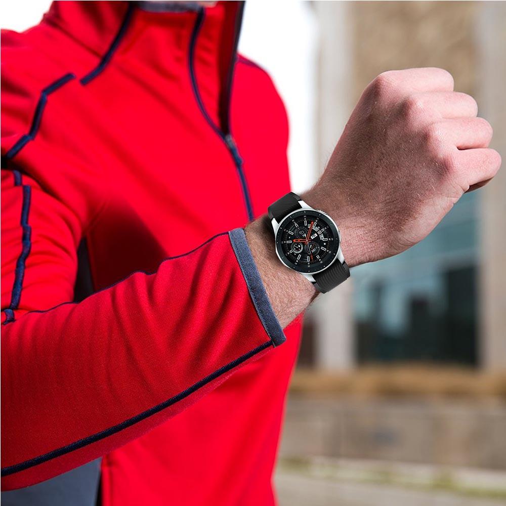 Twill Texture Silicone Watch Strap Adjustable Wrist Band Replacement for Samsung Galaxy Watch 46mm