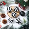 24 Weihnachten Schwarz Weiß Kugel Party Baum Dekorationen Kunststoff Bemalte Ornamente 6cm Gestreifte Punkt Hängende Kugeln