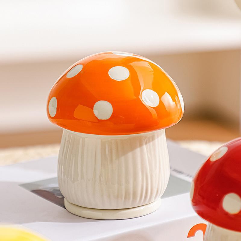 Cute Mushroom Toothpick Holder Ceramic Floss Box Desktop Decoration