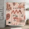 Minimalist Bohemian Bathroom Decor Shower Curtain with Abstract Line Art Print In Pink Black Modern Wall Hanging Home Textiles F