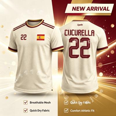 Tricou de Fotbal Stil Spaniol 2026 Vară Bărbați Elasticitate Ridicată Uscare Rapidă Tricou Fotbal Sporturi în Aer Liber Top Fan Tricou Familie Copii