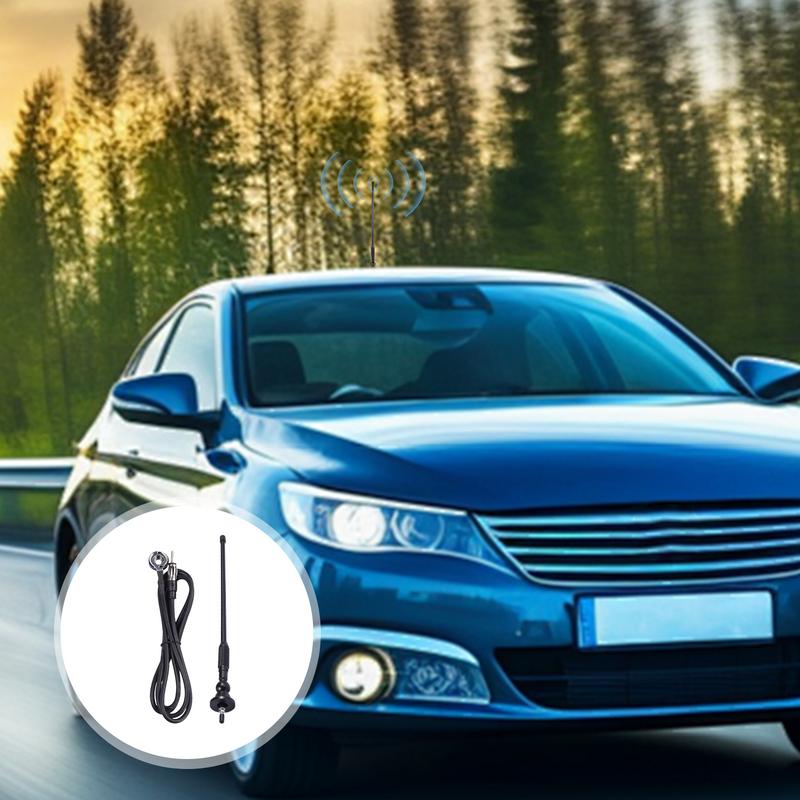 Car Antenna Amplifier AM/FM Portable Aluminum Alloy Car Aerial Black Signal Amplifier Screw Install Antenna Replacement For Car