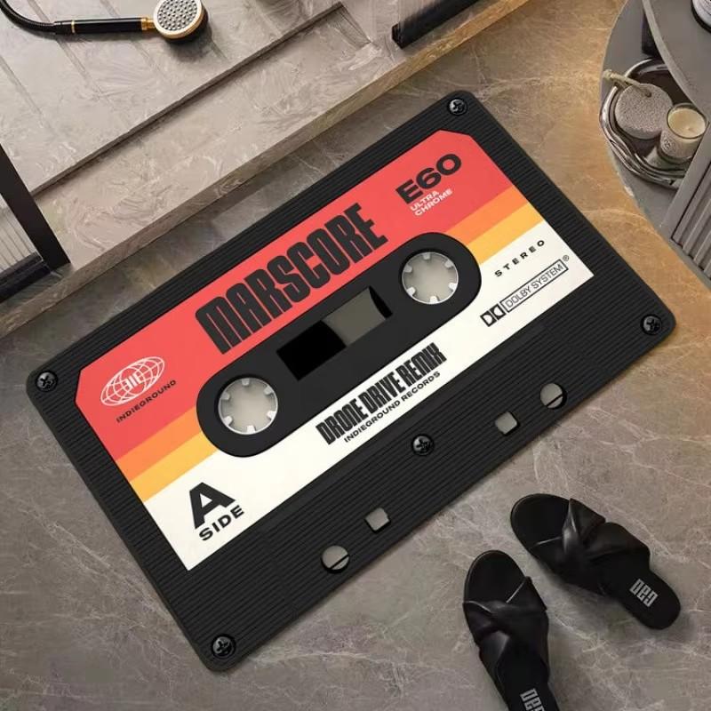 Retro Cassette Tape Pattern Door Mat Living Room Entrance Welcome Mat Bedroom Bathroom Non-slip Floor Mat Balcony Hallway Rugs