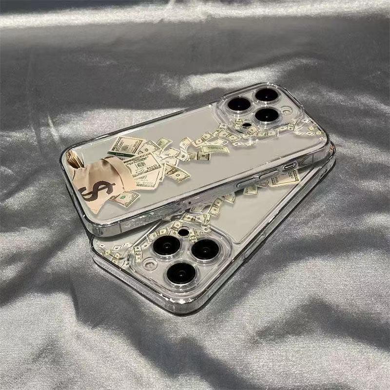 Custodia per iPhone Stile Euro-Americano con Gocce di Denaro - Compatibile con iPhone 11/12/13/14/15/Pro/Pro Max, Design Antiurto