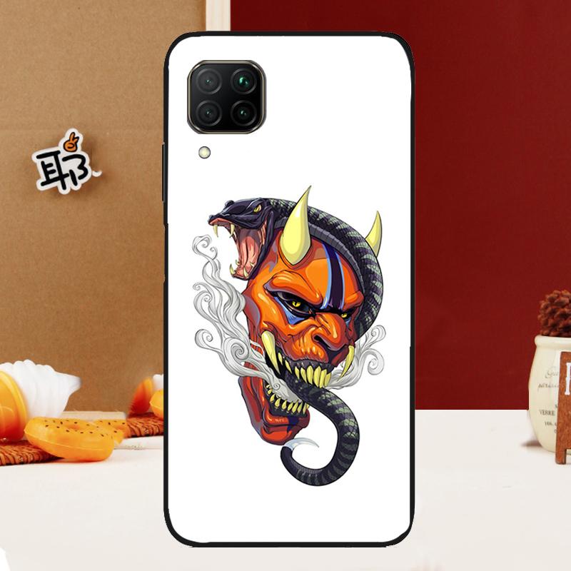 Japanese Oni Hannya Demon Mask For Huawei Nova 10 9 SE 3i 7i 8i 11i 12i Y60 Y61 Y70 Y72 Y73 Y90 Y91 P20 P30 P40 Lite Case