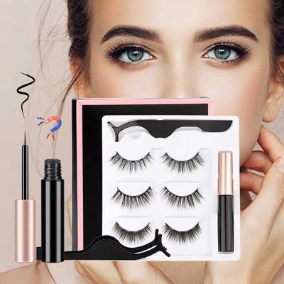3 Pairs Magnetic Eyelashes Waterproof Lasting Magnet Liquid Eyeliner Set 3D Magnetic Cilios Mink False Eyelashes Extension