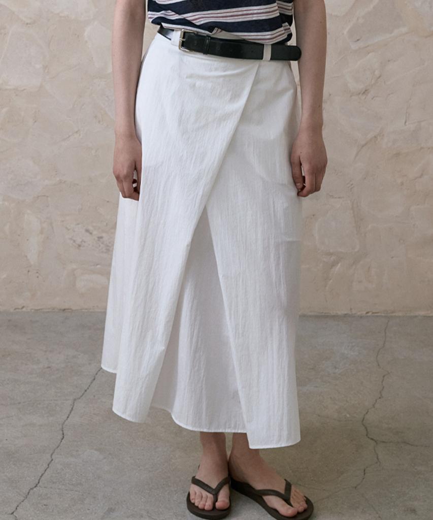 SIGREAT Drape Wrap Skirt_White