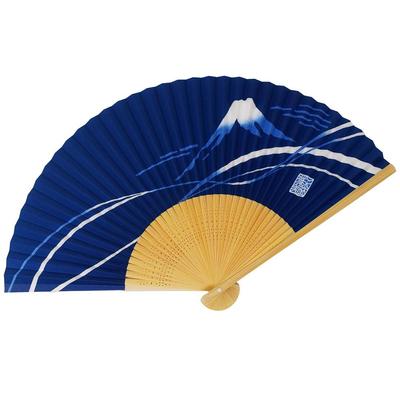 Weiß aufwendig marineblau mit einem Berg Fuji Herrenfächer, Bambus, geschnitzt, duftend, Hintergrund, Design.