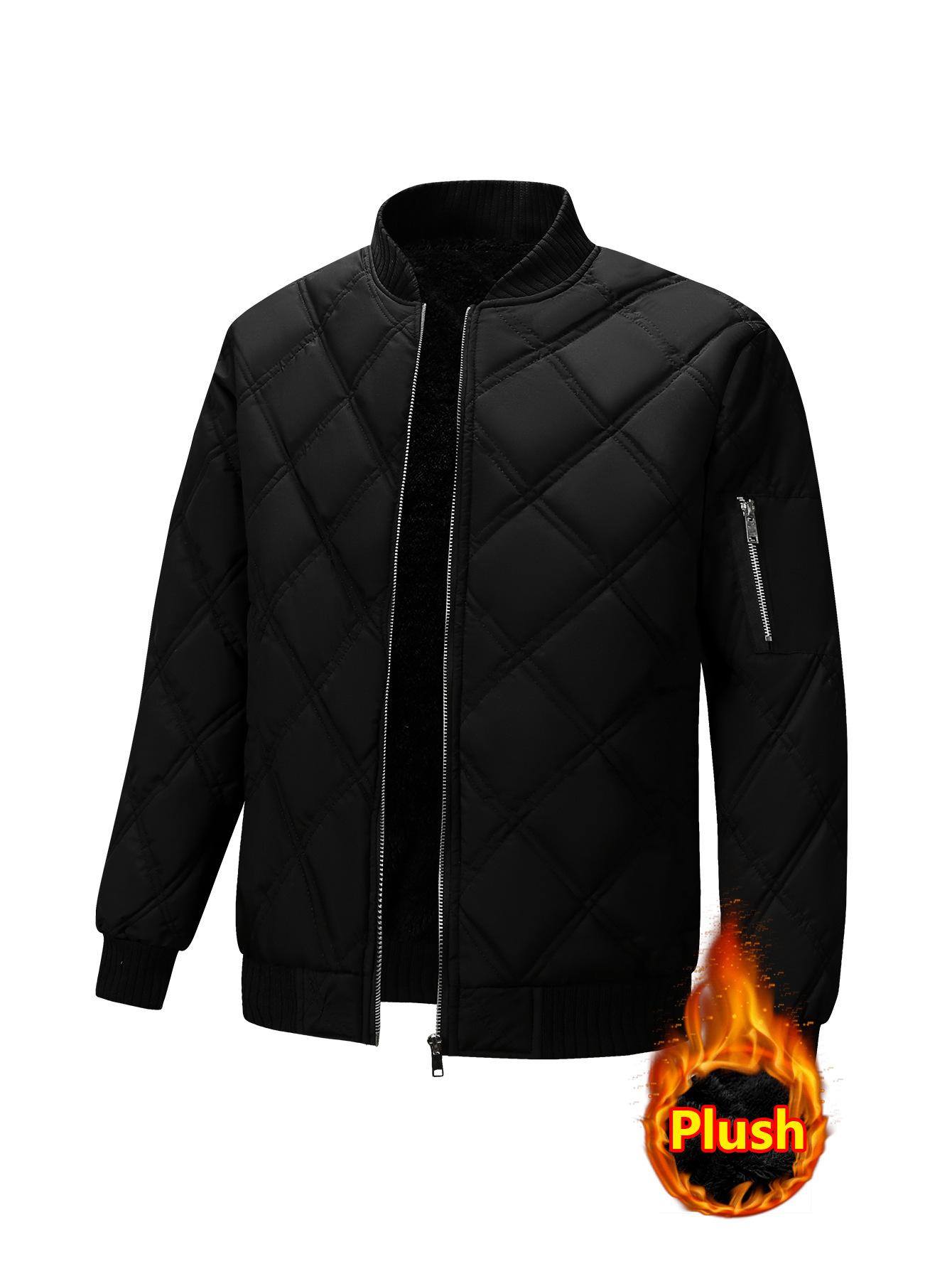 

Мужская хлопковая одежда 2025 новая зимняя стойка воротник набивная утолщенная теплая хлопковая куртка ромбовидная клетка мужская 5XL чёрный