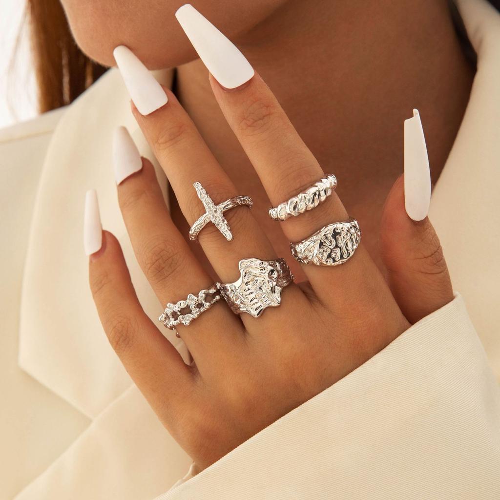 Bohemian Starfish Ring Set, Geometric Hollow Sun Flower Ring Ring for Women