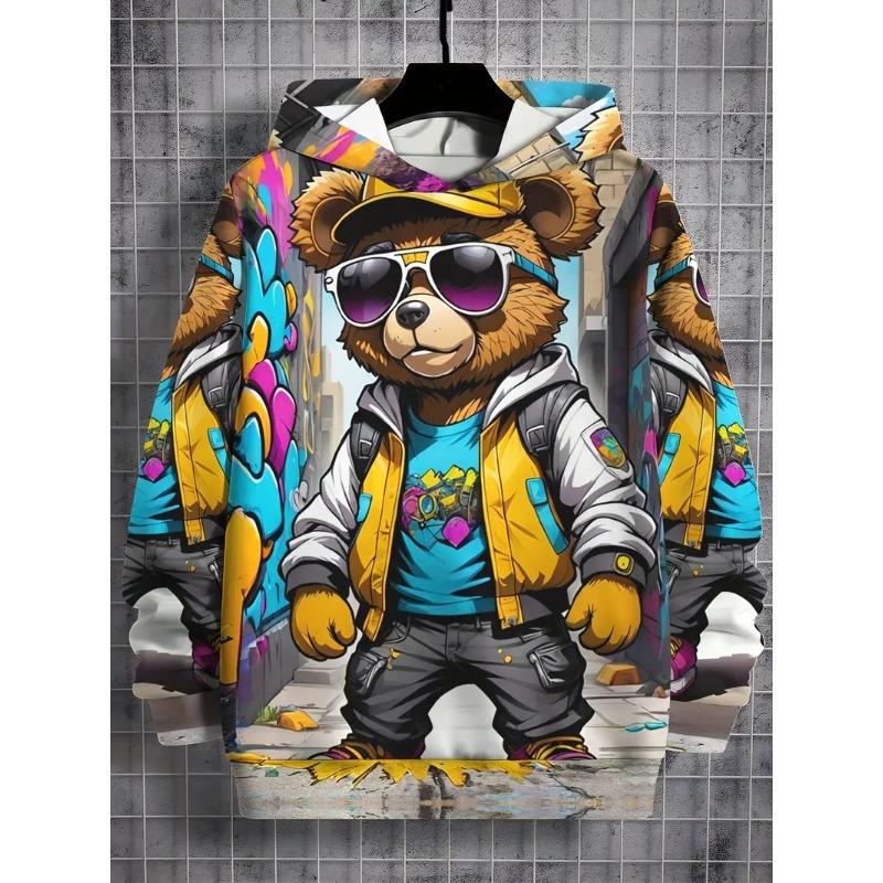 WowClassic Herfst Cartoon Dier Patroon 3D Geprinte Hoodies Modieuze Casual Sport Lange Mouw Kinderen Jongen Hooded Sweatshirts 150