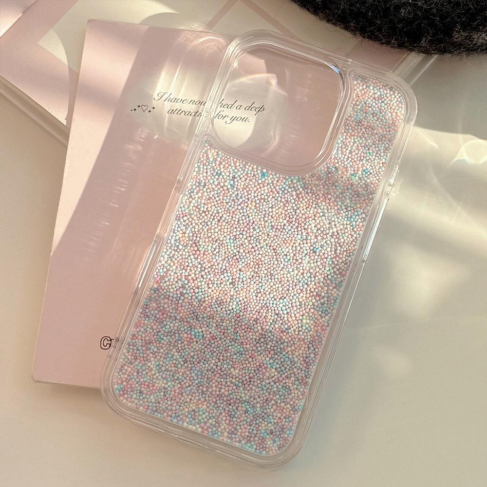 Luxury Colorful Particles Phone Case For iPhone 16 15 14  Pro Max Plus Clear Hard Acrylic Shockproof Bumper Cases  Cover