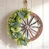 Christmas Ball Flocked Needle Wreath Ornament Creative Bow Red Berry Vine Wreath