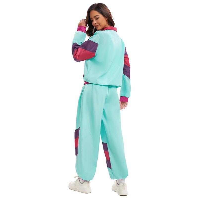 New Women's Retro Thin Sportswear Disco Dance Suit Two Sports Suit Stage Performance Suit