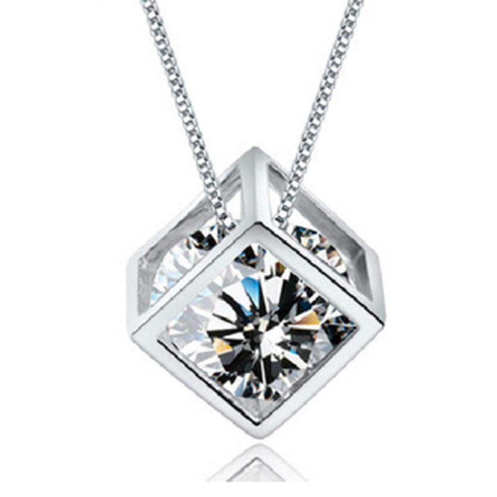 

Elegant Silver Plated Love Window Necklace Cubic Pendant Gift for Her Unique Jewelry