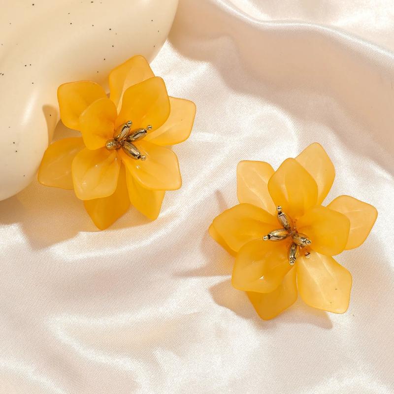 New Multi Color Acrylic Flower Stud Earrings for Women Korean Fashion Cute Super Fairy Temperament Earrings Jewelry Accessories