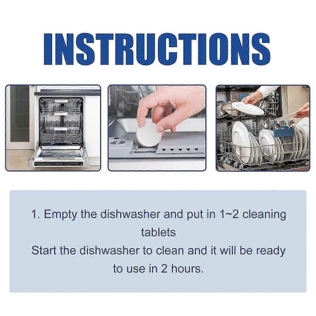 Heavy Duty Dishwasher Cleaning Tablets - Lemon Fresh Odor Removal & Deep Clean for All Dishwasher Types, 200g
