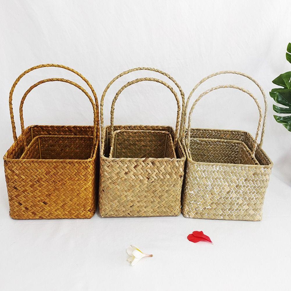 Storage Organizer Flower Arrangement Basket Handwoven Woven Picnic Baskets Shopping Storage