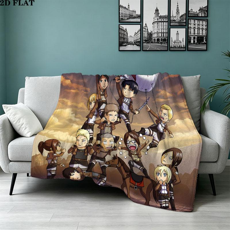 1PC Attack Titan Patterned Flannel Blanket Suitable For All Seasons For Home Decor Warmth And Comfort Gifts Holiday Present