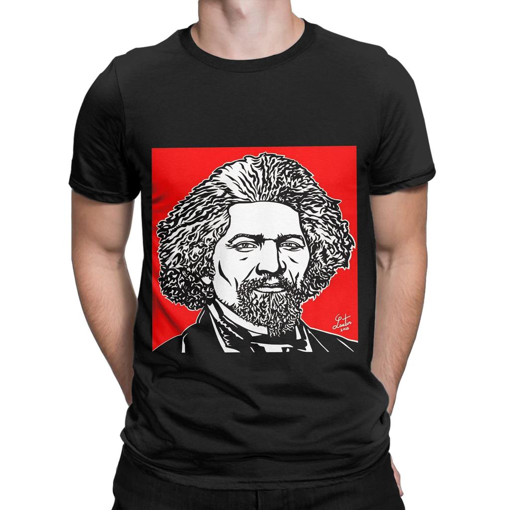 FREDERICK DOUGLASS ink and acrylic portrait Funny 100 Cotton TShirt Frederick Douglass Tops Tees For Unisex