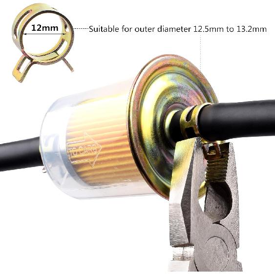 5Pcs 5/16” Universal Fuel Filters With 10Pcs 8Mm Hose Clamps Gas Inline Fuel Filters For Motorcycles, Cars, Trucks