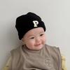 P Letter Baby Knitted Hat Autumn Winter Infant Warm Hat Fashion Baby Beanie Cap  Boys Girls