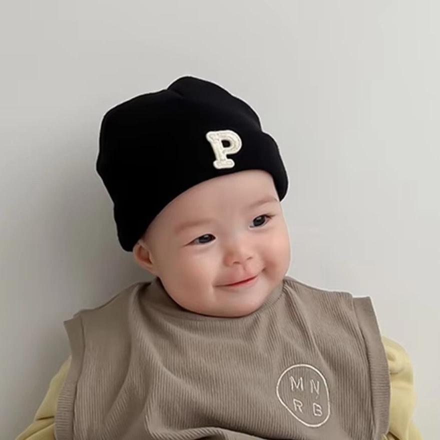P Letter Baby Knitted Hat Autumn Winter Infant Warm Hat Fashion Baby Beanie Cap  Boys Girls