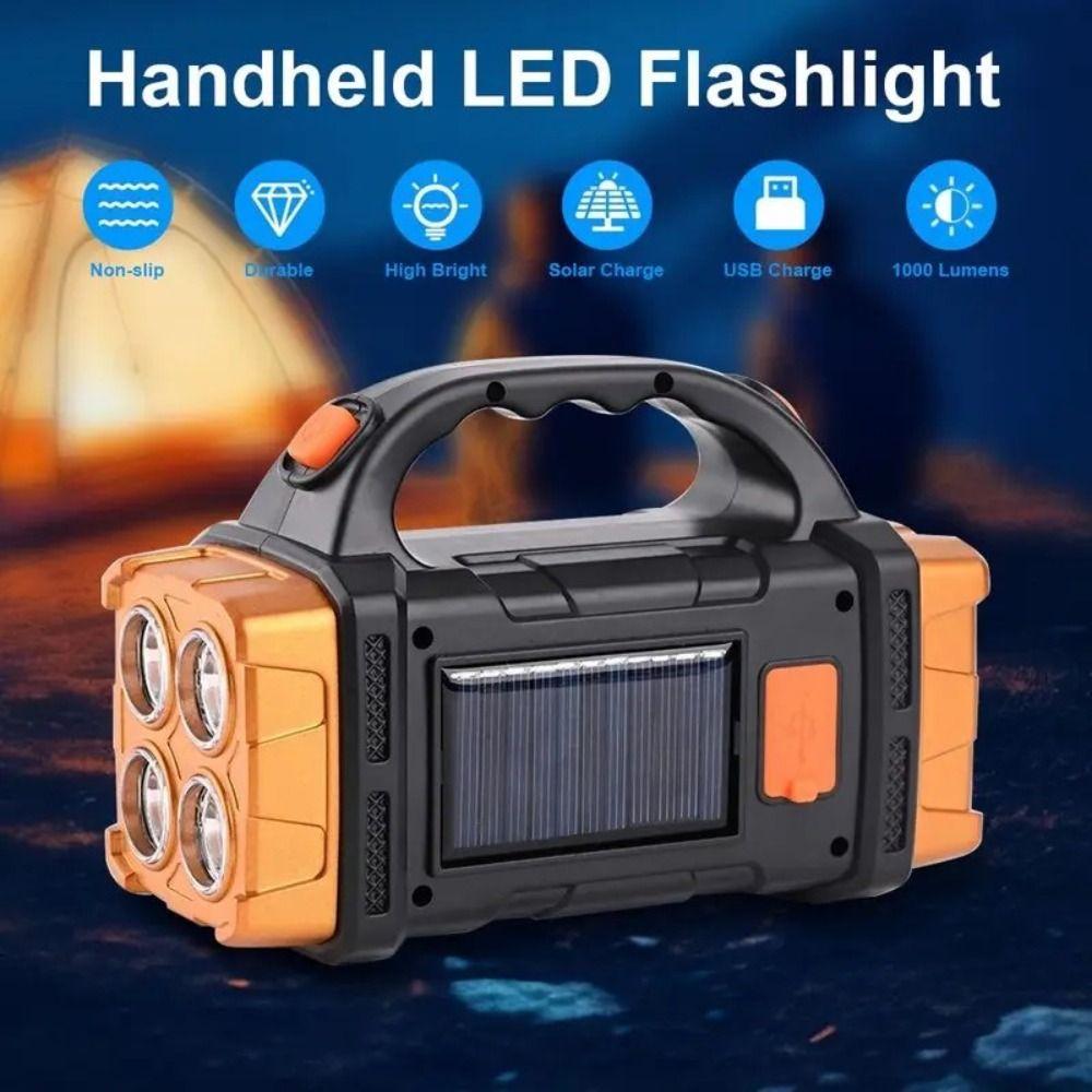 High Power Solar Emergency Light Waterproof Led Flashlight COB Searchlight  Outdoor Use
