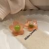 Color jelly feeling dopamine flower lively cute girl stud earrings fashion niche simple retro geometric earrings