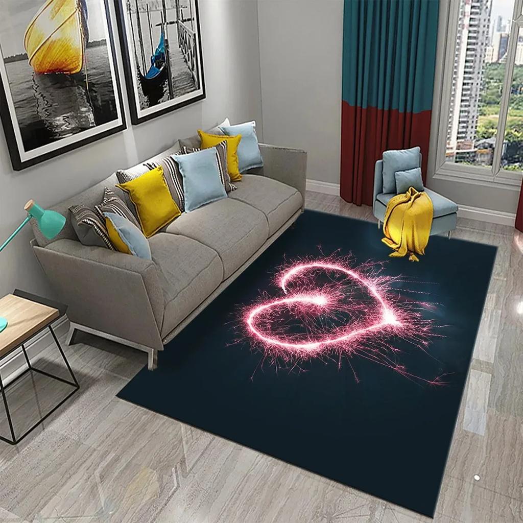 3D Buntes Herz Liebe Muster Teppich Badezimmer Anti-Rutsch Bodenmatte Teppich Teppich Wohnzimmer Schlafzimmer Eingang Fußmatte Dekor