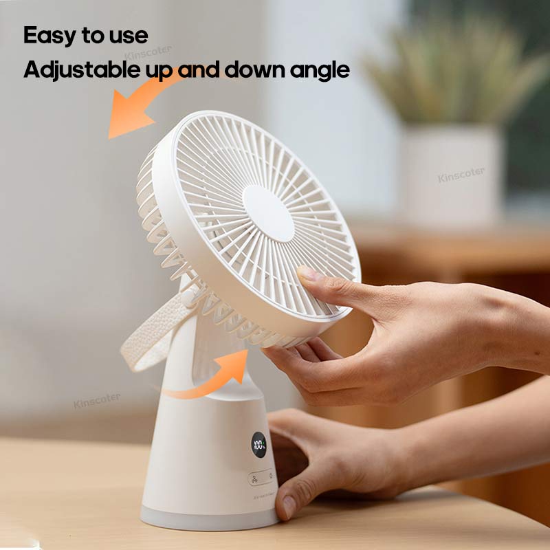 Portable Desk Fan 3600mAh Rechargeable USB Table Fan Ventilator 5 Speeds Quiet Powerful Wind Natural Breeze for Home Office Camp