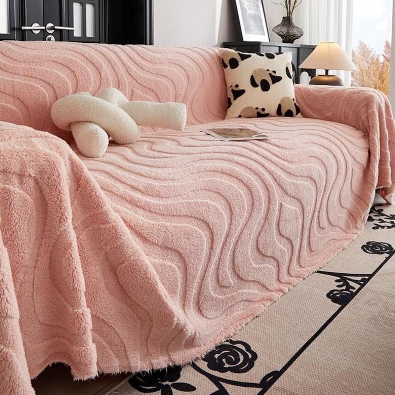 Anti-scratch Plush Sofa Cover, Cream Style Couch Throw Blanket, Soft Non-slip Protector for Pets