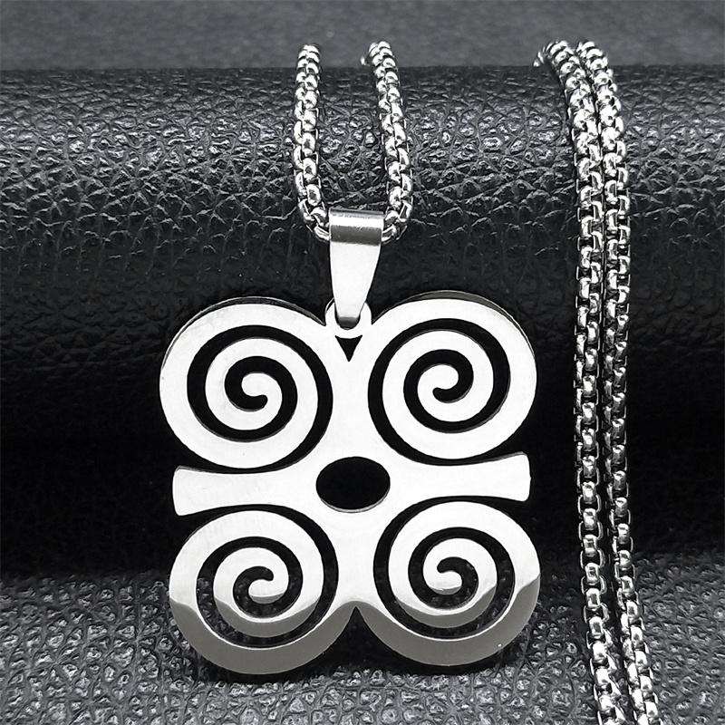 Adinkra Sankofa Symbol DWENNIMMEN Necklace for Women Men Stainless Steel West African Wisdom Chain Necklaces Jewelry N8086S01