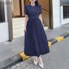 ZANZEA Women Lace Patchwork Casual Round Neck Short Sleeve Long Dress