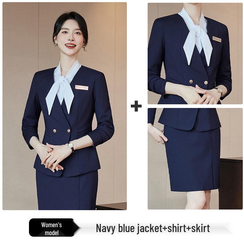 Deluxe Women's Autumn/Winter Suit Set: Professional Uniform for Hotel & Catering Staff
