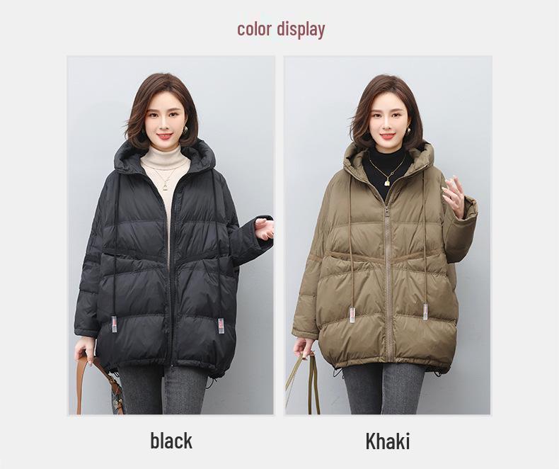 Women's Mid-Length Down Jacket 2024: Winter Loose Fit Plus Size Thickened White Duck Down Coat for Middle-Aged Moms