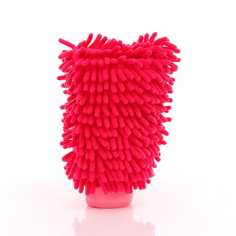 

Chenille Car Wash Mitt: Double-Sided Coral Insect Cleaning Glove 15x23 cm розовый