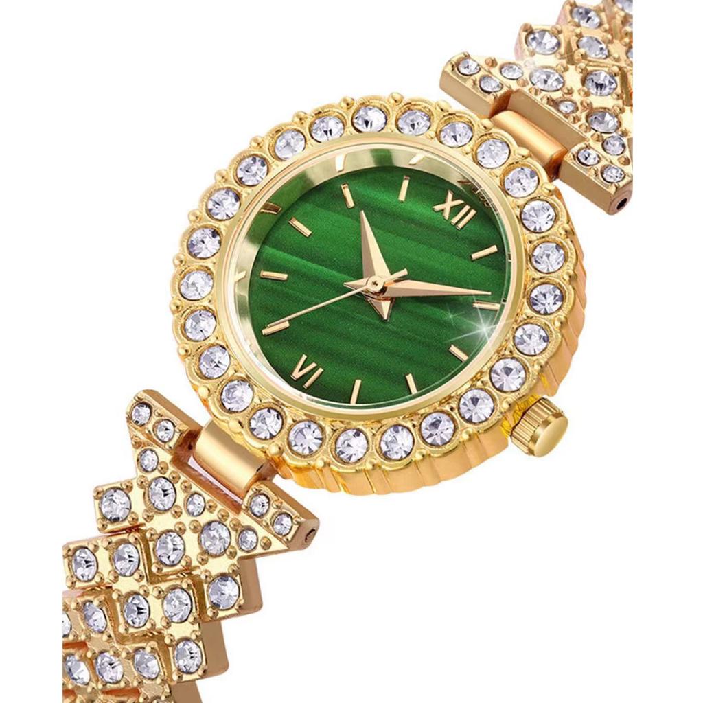 Hot-selling new diamond-encrusted green-faced bracelet women's watch women's niche high-end watch